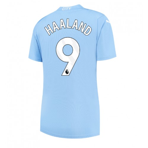 Dres Manchester City Erling Haaland #9 Domaci za Žensko 2023-24 Kratak Rukav
